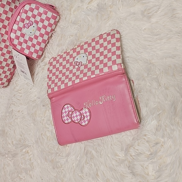 Hello Kitty EUC Checkered Pink White Wallet Vintage 1976, 2007 Collection Sanrio - Picture 4 of 4